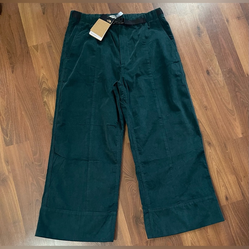 The North Face Pant Green Corduroy Wide Leg Baggy Pants Women Size Large NEW‎